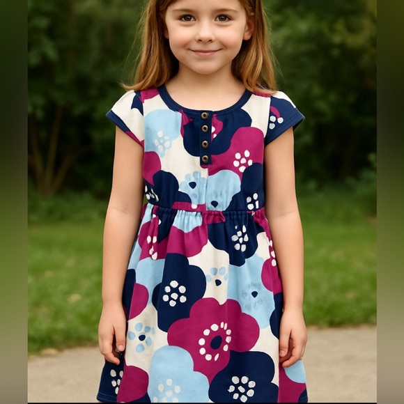 Gymboree Girls Dress, bold vintage floral print, Size 7,  Cotton, Good cond - Picture 6 of 6